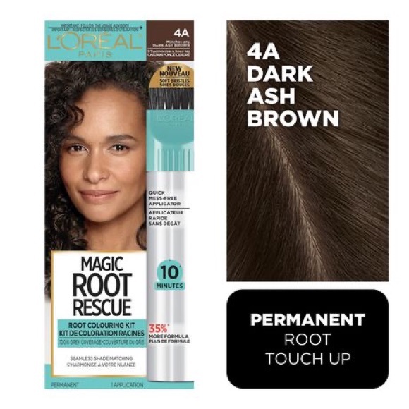 L’OREAL PARIS Root Rescue 4A Dark Ash Brown Permanent Hair Dye Colouring… - Picture 1 of 7
